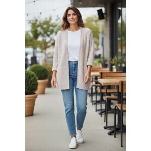 Lane Bryant Women's Pink Open Front Marbled Oversized Cardigan Size 10/12